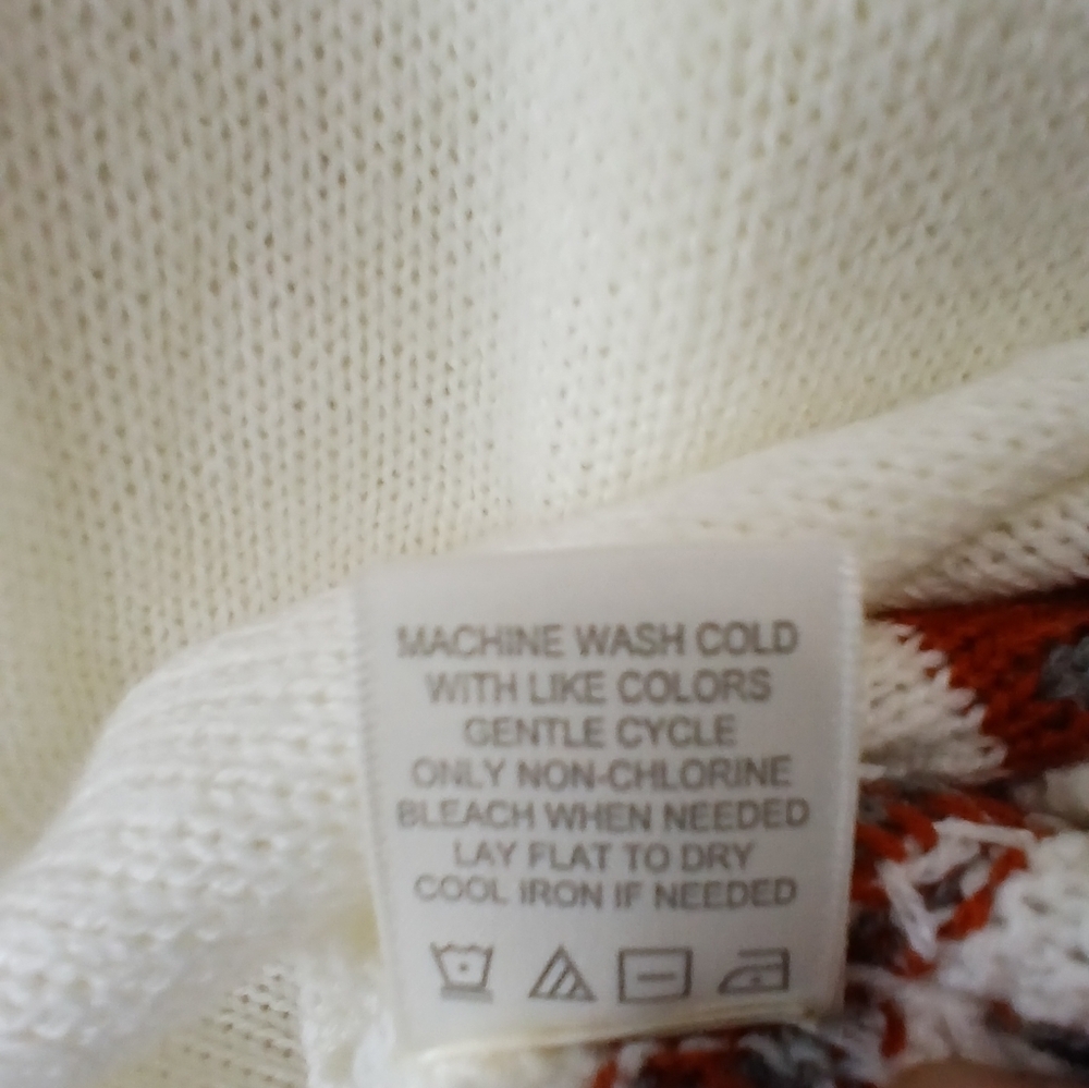 Telluride Clothing Co Cream Orange Fairisle Sweater Womens Large Lightweight - Picture 7 of 7
